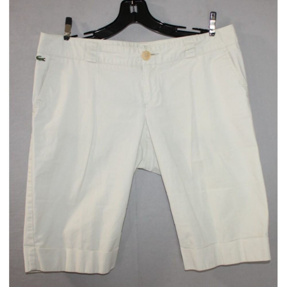 Lacoste Women's Tan Bermuda Shorts Cotton Size 40 US Large Back Button Missing**